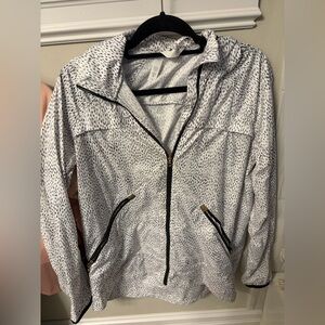 Lululemon  White and Black Spit Leopard Jacket Sz 10